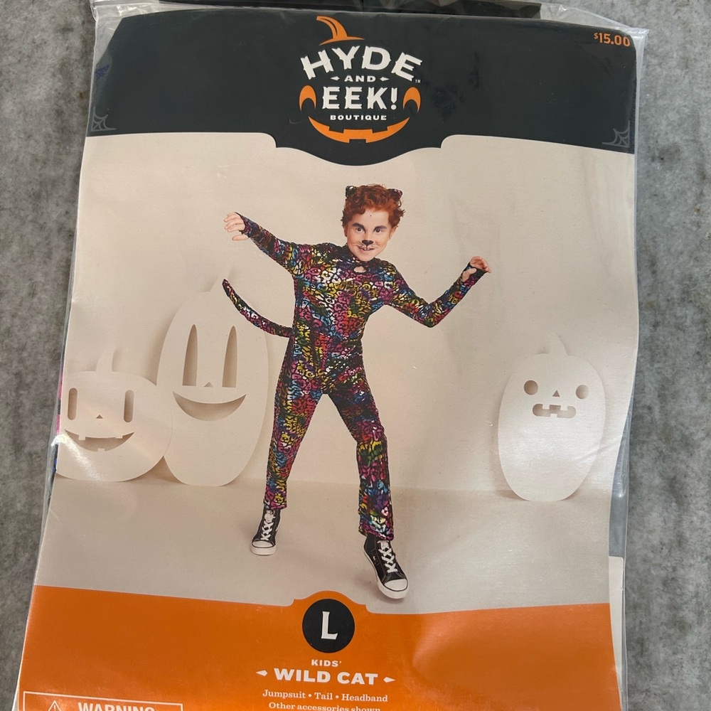 Hyde & Eek! Kids Colorful Wild Cat Costume Size L 10-12